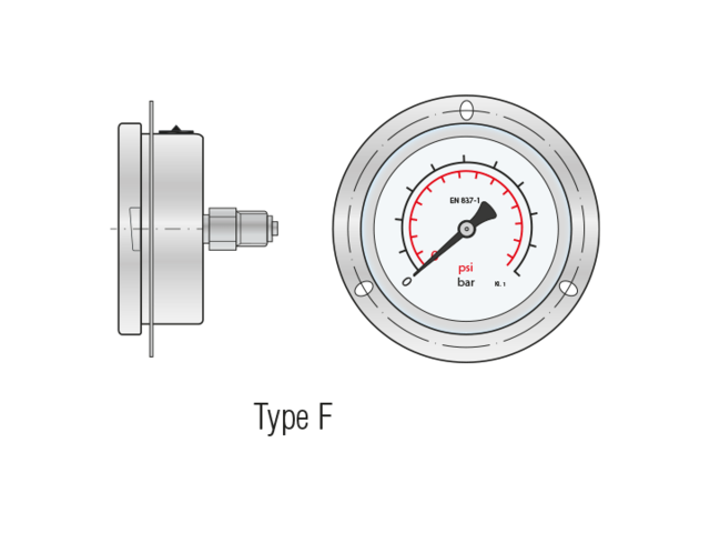 Mechanische Manometer Typ F_LR Germany_Hydraulik_ Zeichnunng