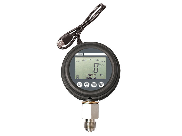 Hydraulic digital pressure gauge with data logger and battery 0...100 bar
